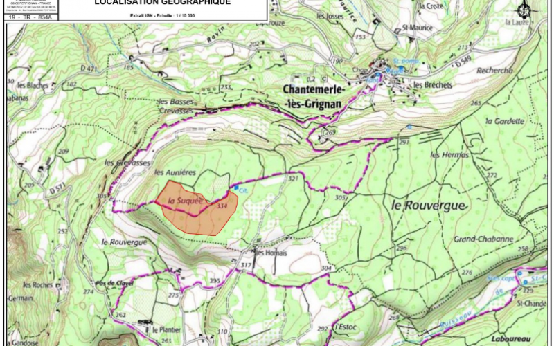 Zone d'étude du parc Photovoltaique de Chantemerle Les Grignan